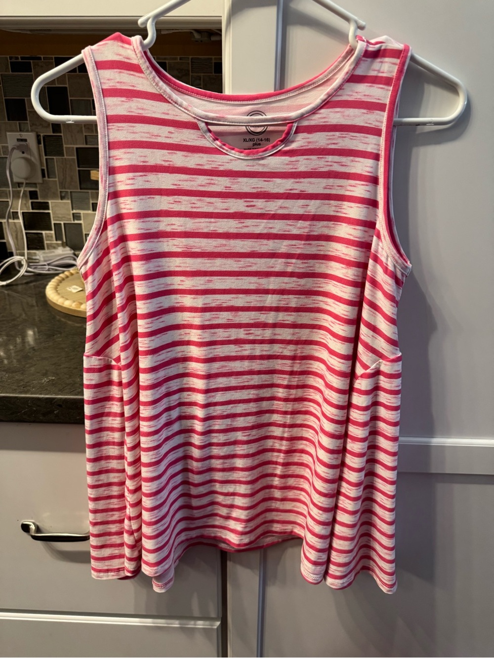 wonder nation Pink and White Striped Sleeveless Tank